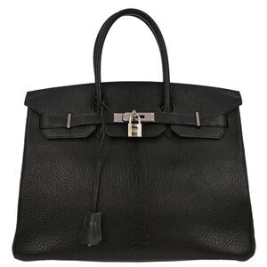 Hermes Birkin Handbag Black Chevre De Coromandel With Gold Hardware Black